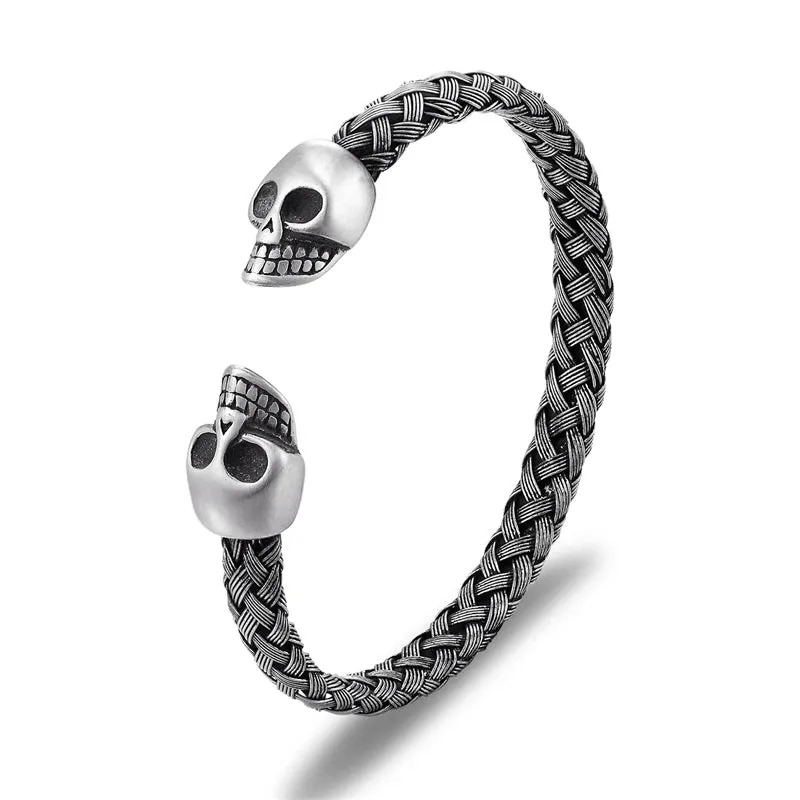 Stainless Steel Skull Titanium Bangle Bracelet