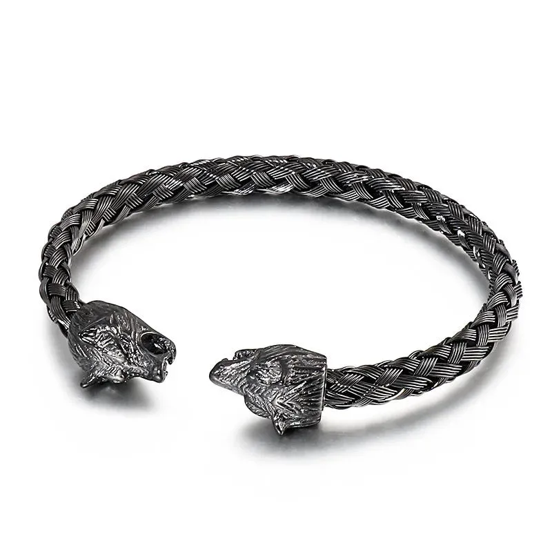 Stainless Steel Skull Titanium Bangle Bracelet