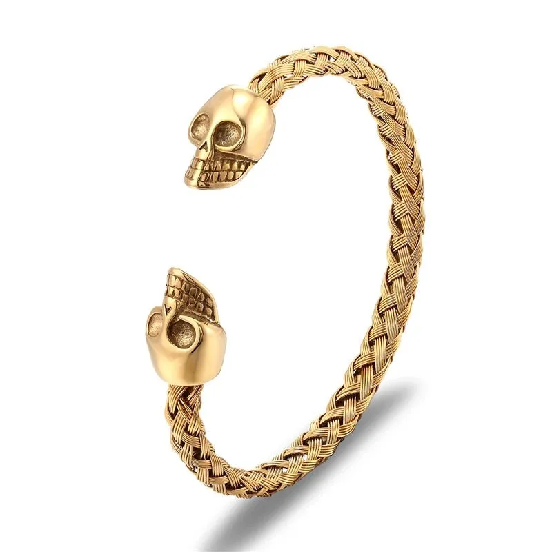 Stainless Steel Skull Titanium Bangle Bracelet