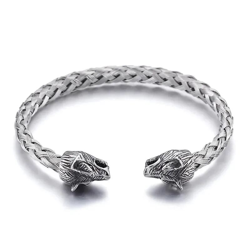 Stainless Steel Skull Titanium Bangle Bracelet