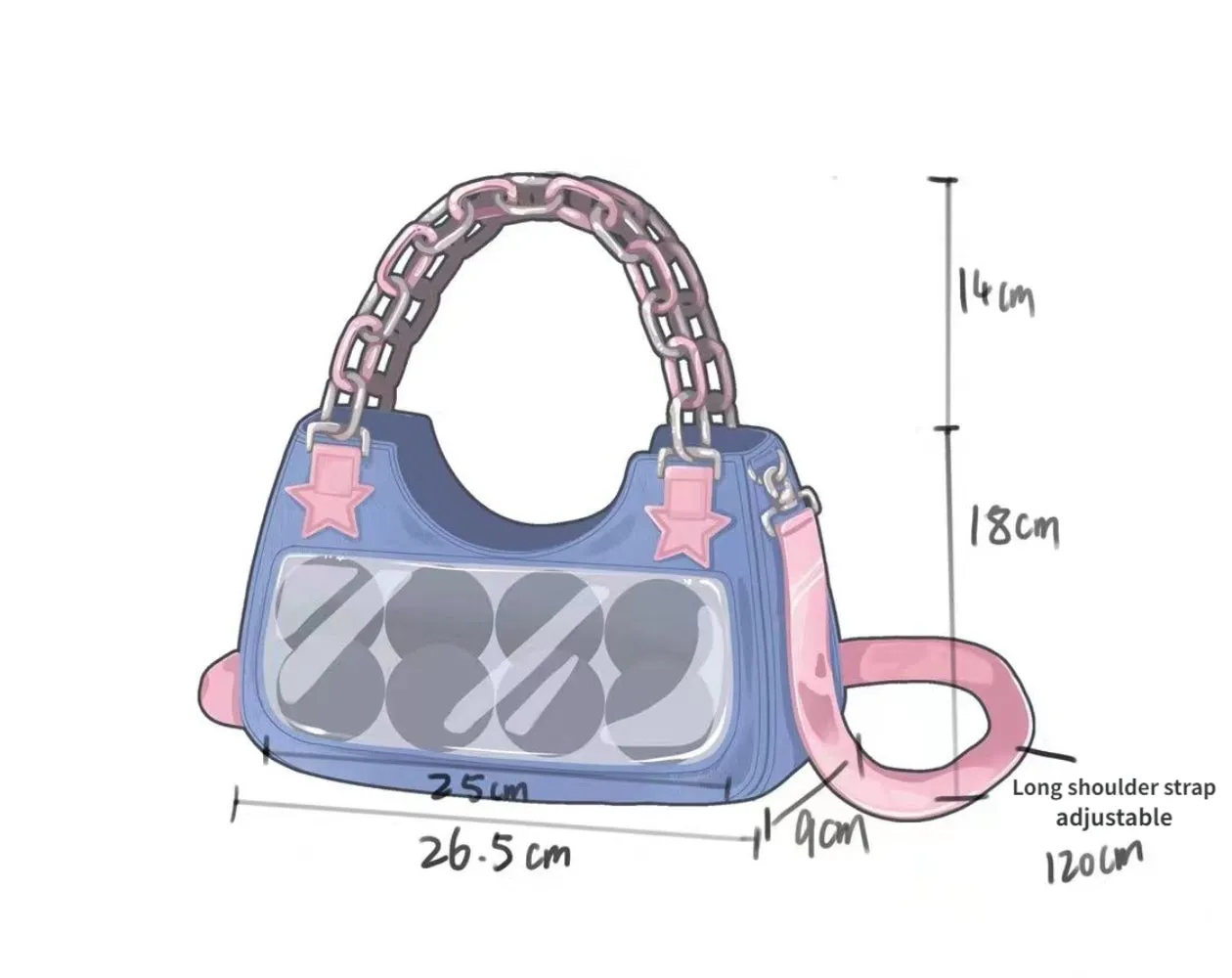 Starry Denim Shoulder Handbag