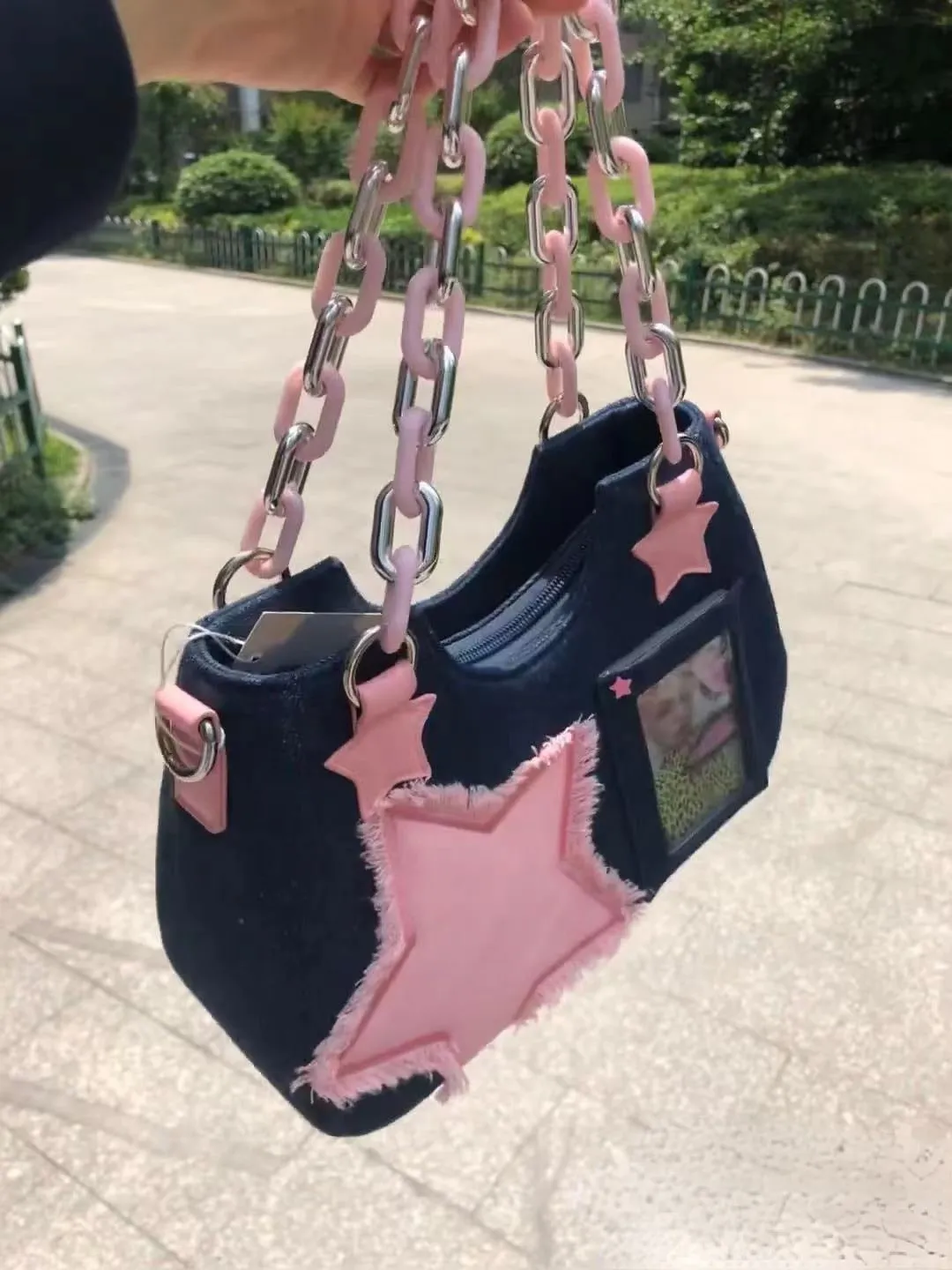 Starry Denim Shoulder Handbag