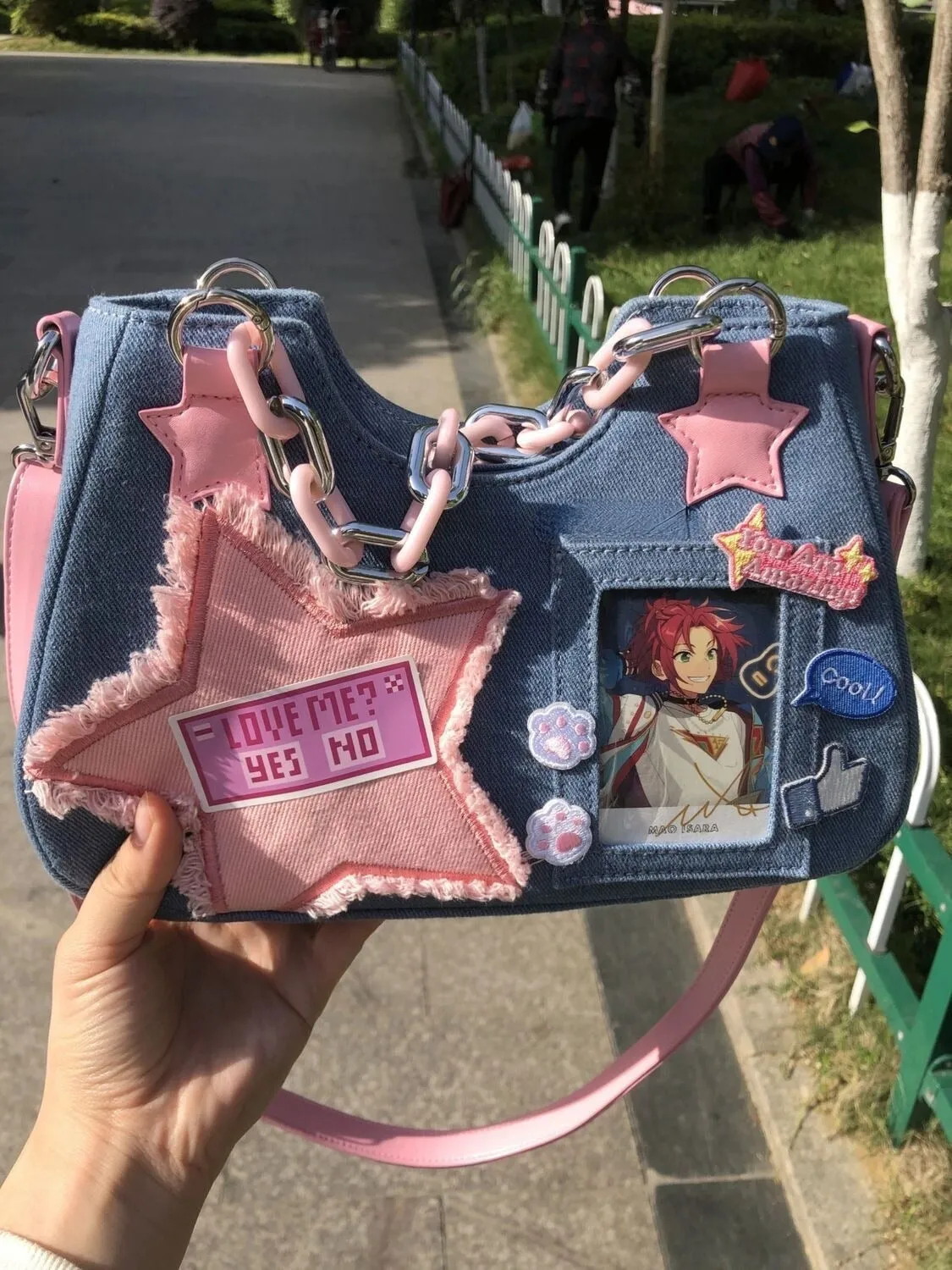 Starry Denim Shoulder Handbag