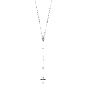 Sterling Silver Rosary Bead Necklace
