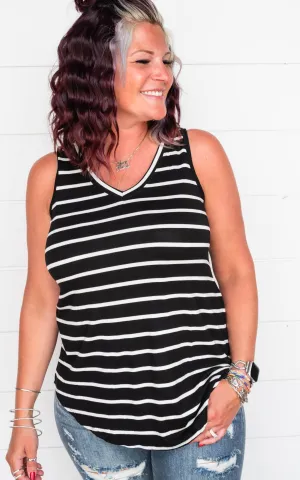 Stripe V-Neck Tank Top - Final Sale