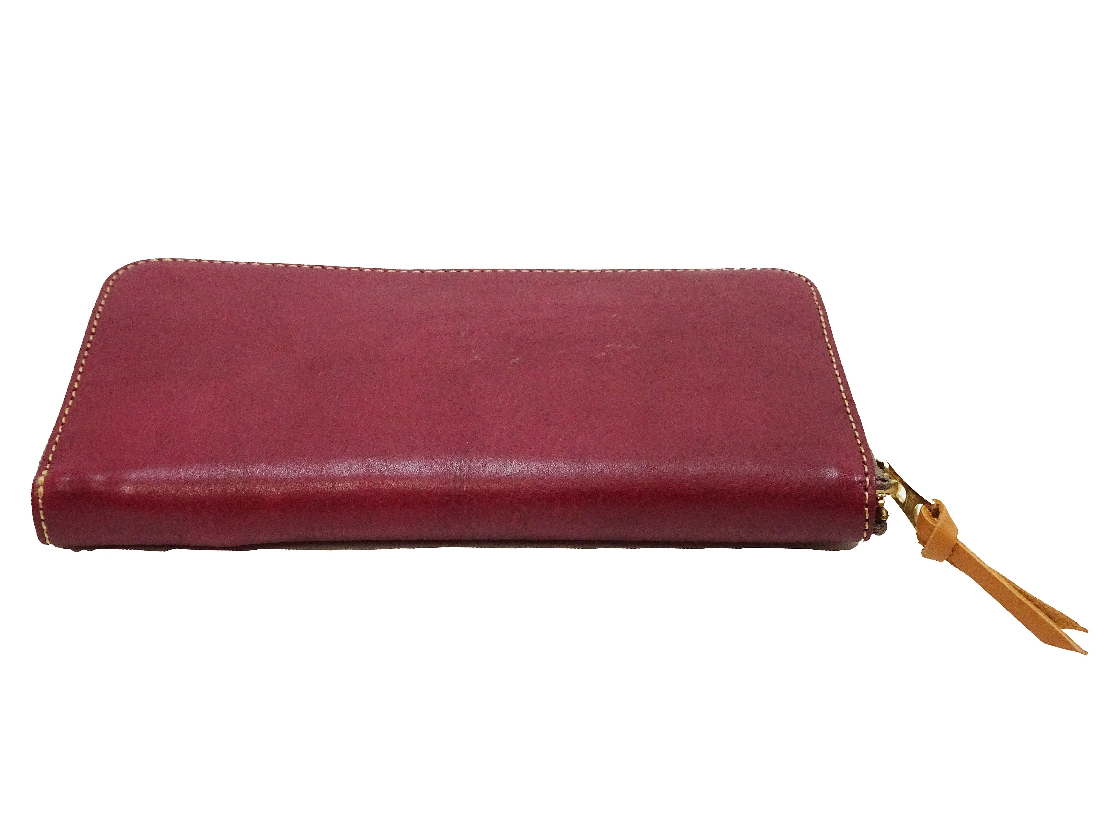 Studio D'artisan Wallet Men's Casual Natural Plant Dyed Leather Wallet Zip Around Long Wallet SP-097 Earth-Colored Red