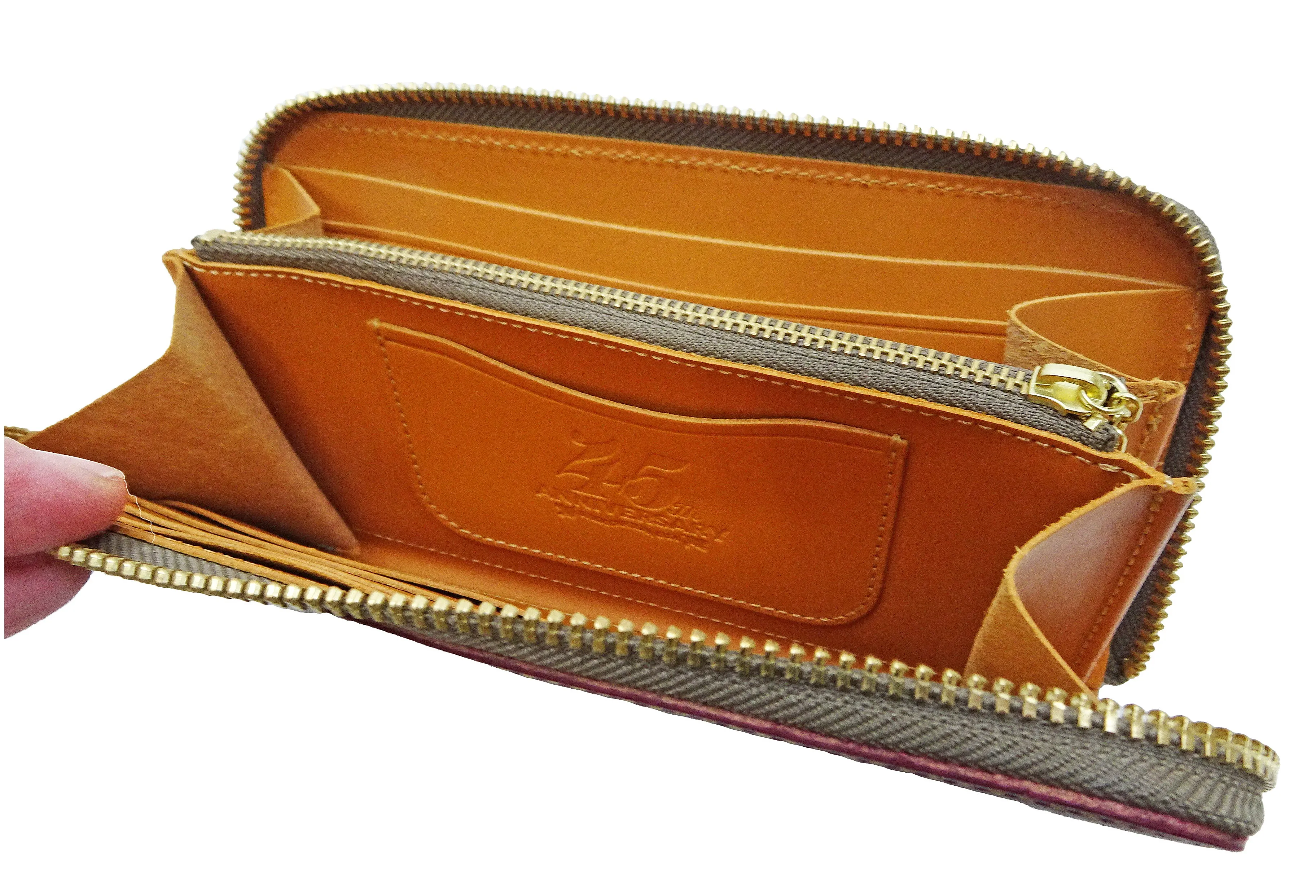 Studio D'artisan Wallet Men's Casual Natural Plant Dyed Leather Wallet Zip Around Long Wallet SP-097 Earth-Colored Red