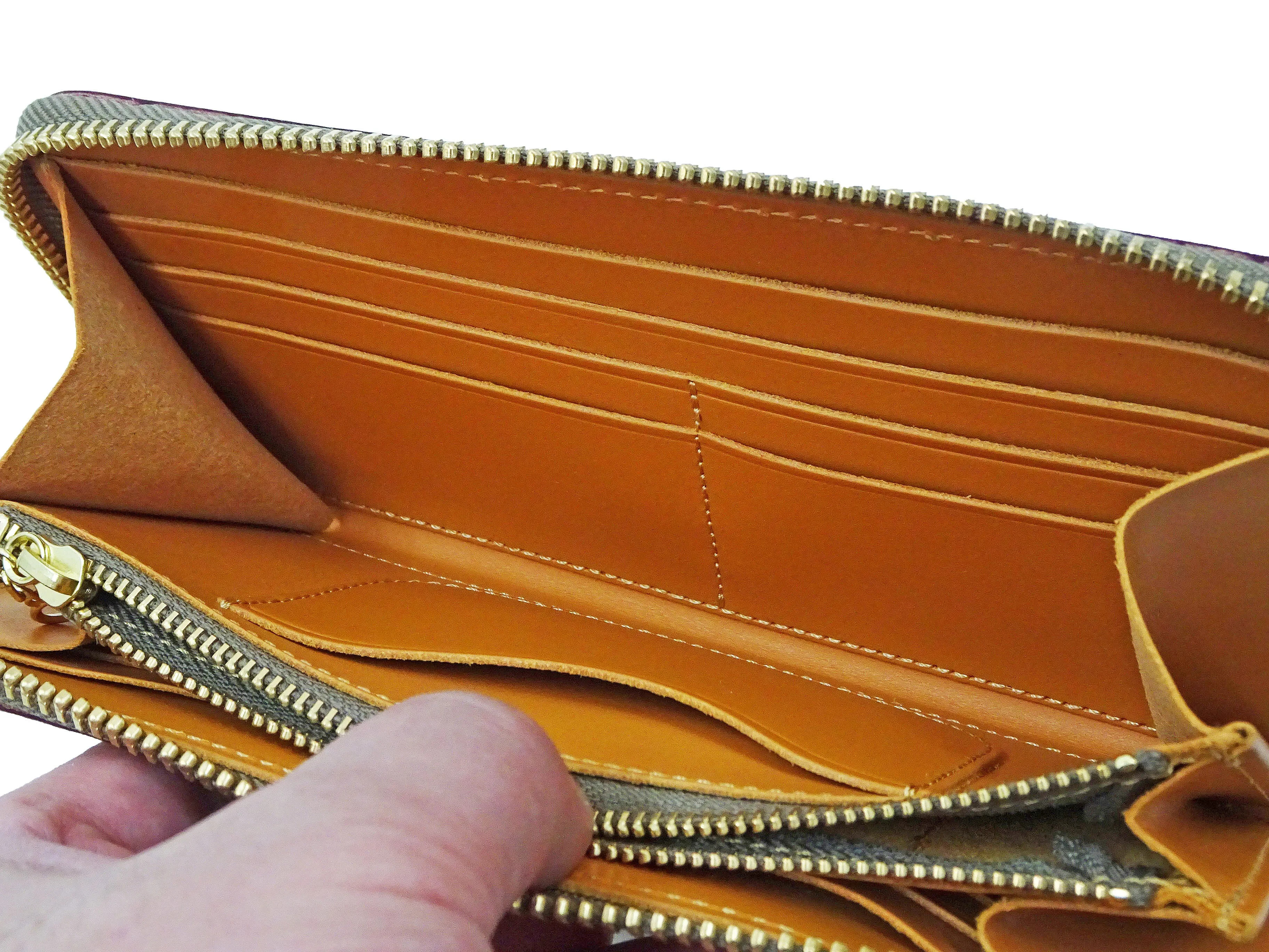 Studio D'artisan Wallet Men's Casual Natural Plant Dyed Leather Wallet Zip Around Long Wallet SP-097 Earth-Colored Red