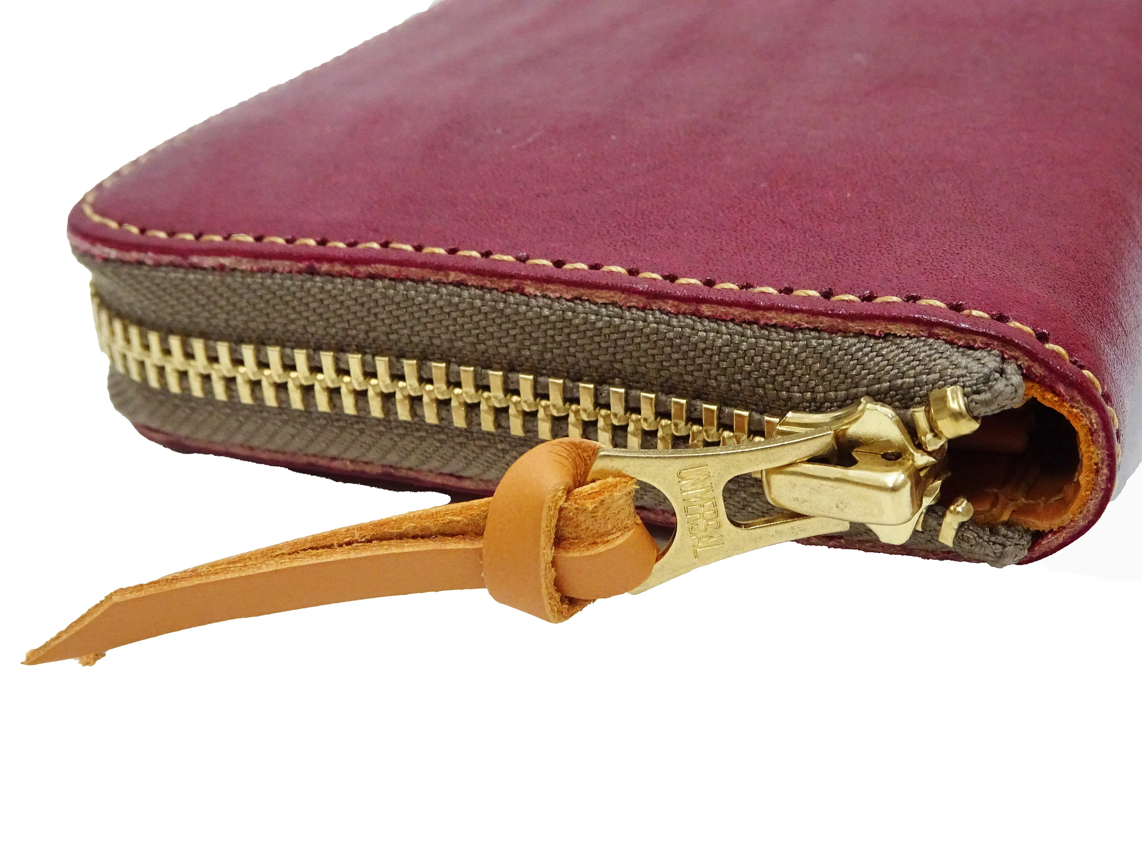 Studio D'artisan Wallet Men's Casual Natural Plant Dyed Leather Wallet Zip Around Long Wallet SP-097 Earth-Colored Red
