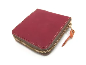 Studio D'artisan Wallet Men's Casual Natural Plant Dyed Leather Wallet Zip Around Short Wallet SP-101 Earth-Colored Red