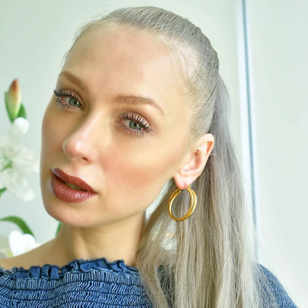 Subtle Hoop Gold Layered Earrings