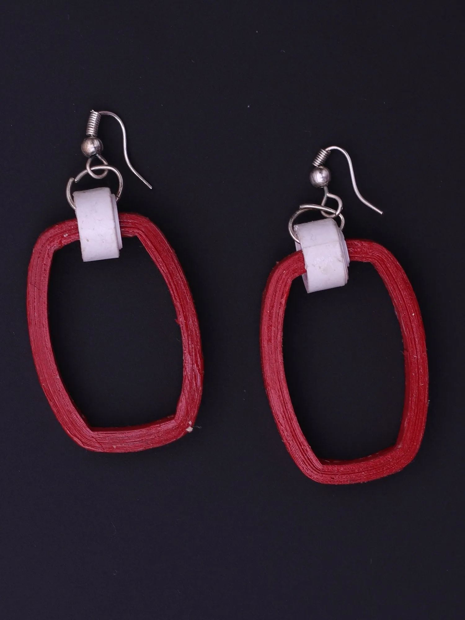 Subtle Red Square Earrings