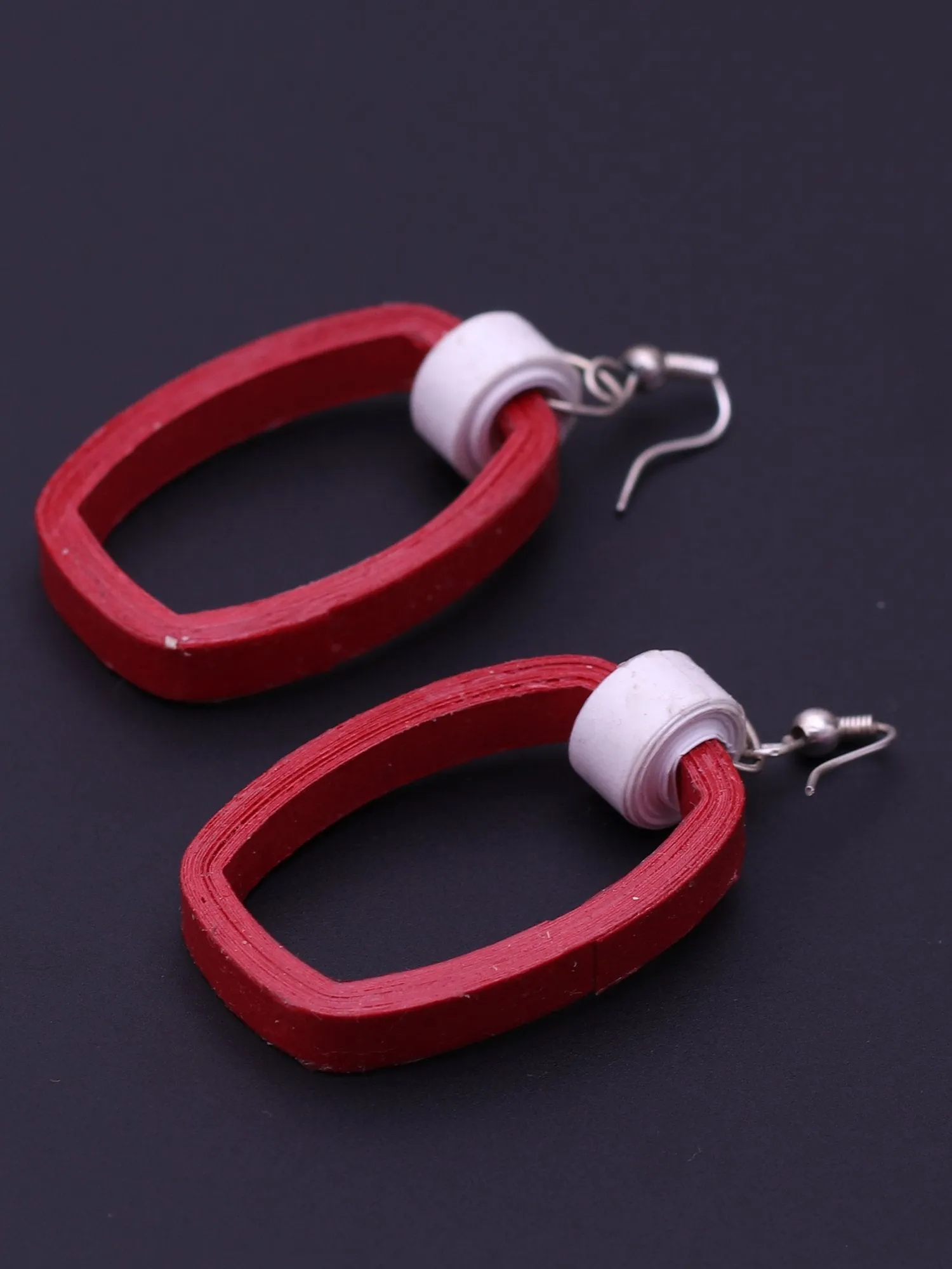 Subtle Red Square Earrings
