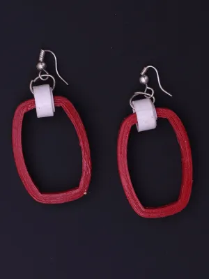 Subtle Red Square Earrings