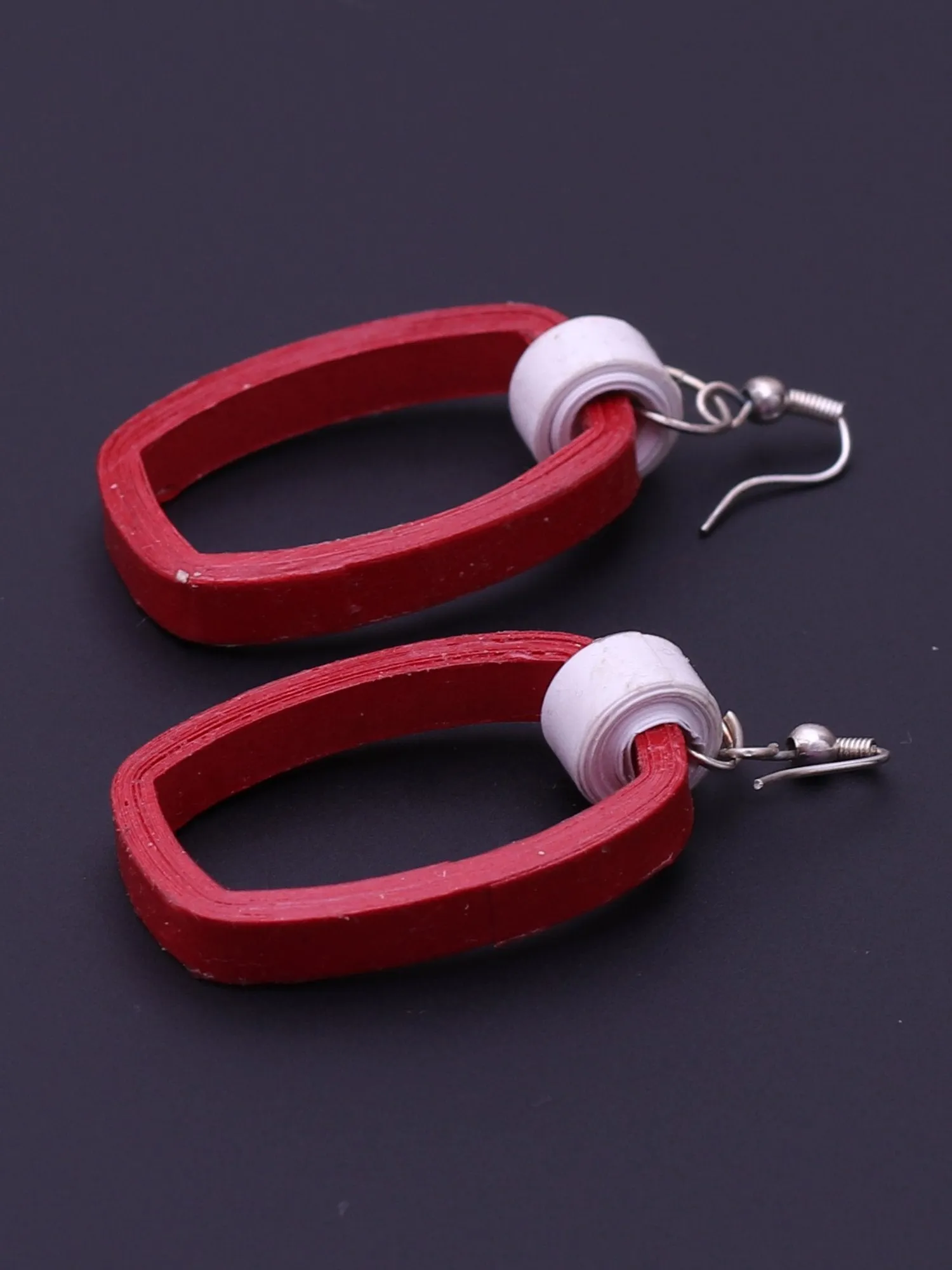 Subtle Red Square Earrings