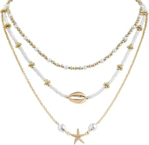 Summer Beach Anklets Shell Starfish Anklets Bohemian Layered Waterproof Accessories Adjustable Anklet for Women and Surfers