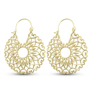 Sunflower Abstract Geometric Golden Drop Earrings
