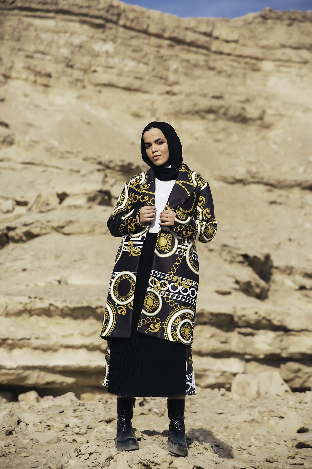 The Chains Wool Coat - Black