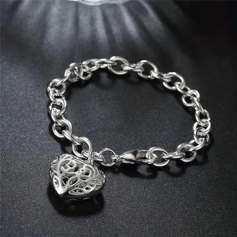 Three-Dimensional Heart Bracelet only at Bling & Bloom's Boutique | Chunky Bracelet | Silver Bracelets