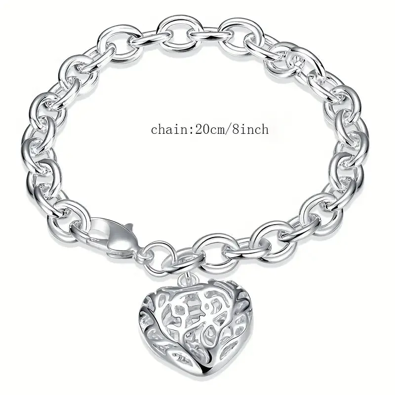Three-Dimensional Heart Bracelet only at Bling & Bloom's Boutique | Chunky Bracelet | Silver Bracelets