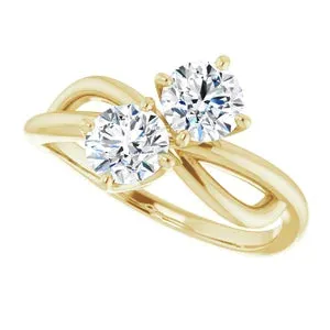 Toi et Moi Engagement ring with identical diamonds