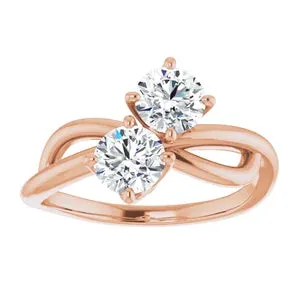 Toi et Moi Engagement ring with identical diamonds