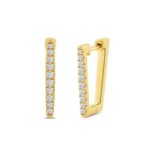 Trapezoid Shape Diamond Tapering Hoop Earrings