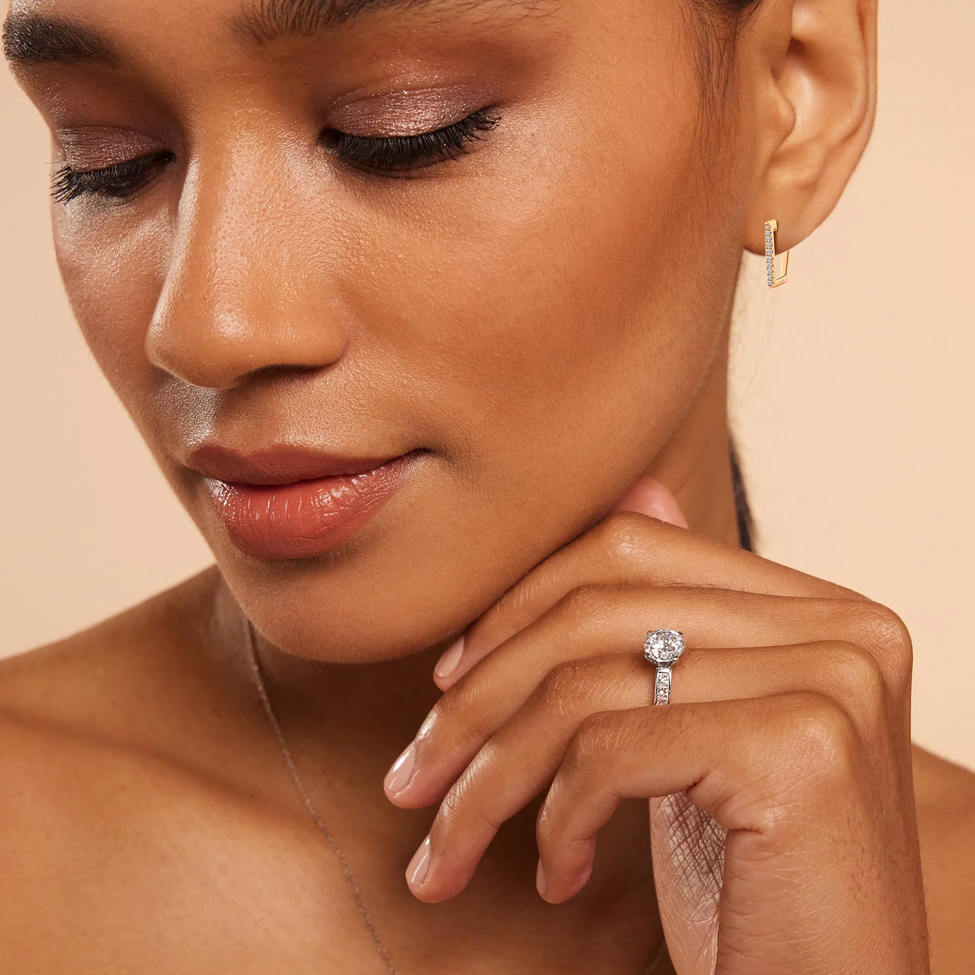 Trapezoid Shape Diamond Tapering Hoop Earrings