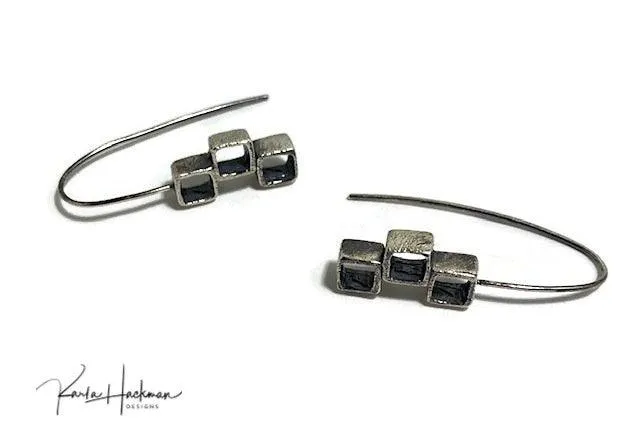 Triple Stack Cube Earrings