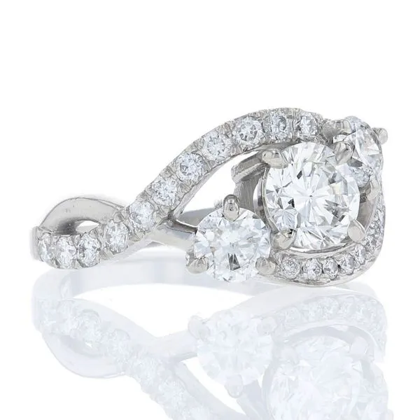 Twisting Bypass 3-Stone Engagement Ring