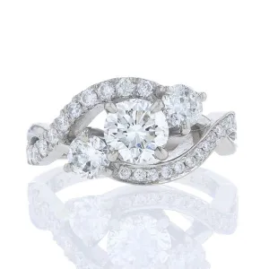 Twisting Bypass 3-Stone Engagement Ring