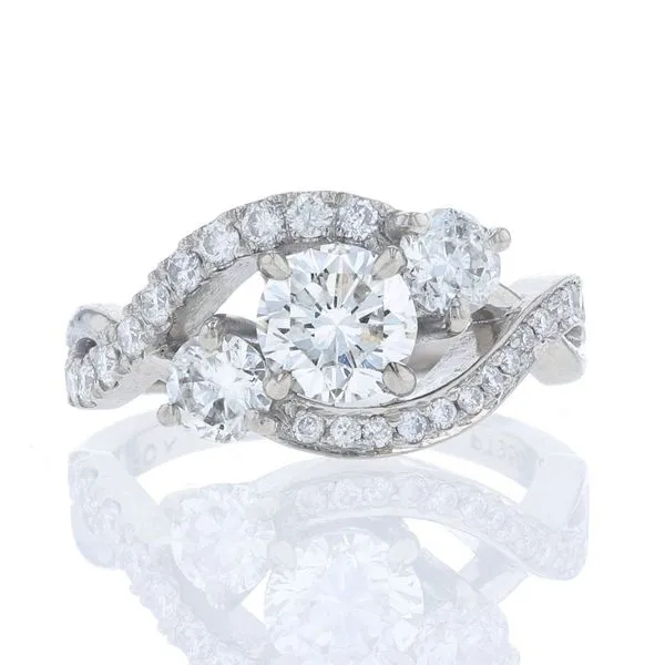 Twisting Bypass 3-Stone Engagement Ring