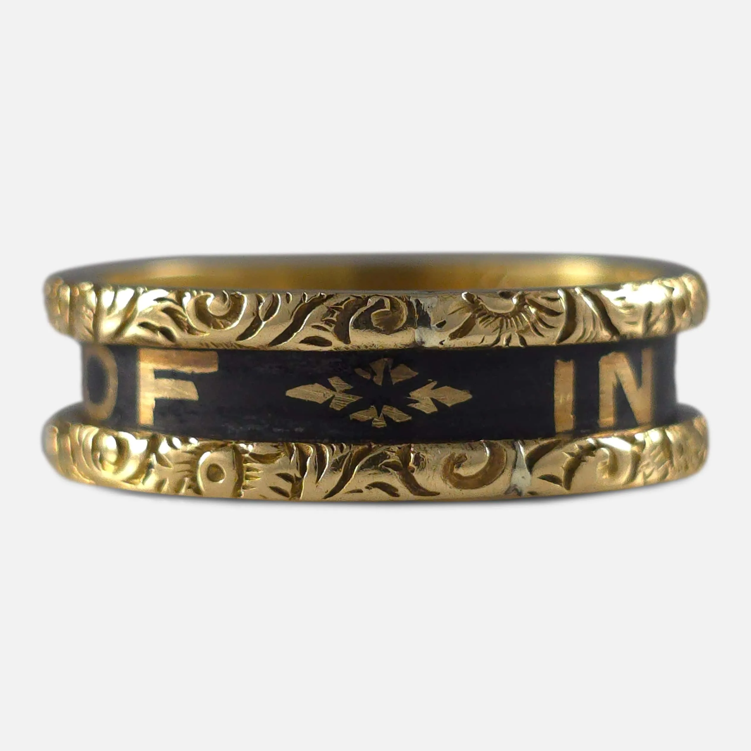 Victorian 18ct Gold and Enamel Memorial Ring - 1874