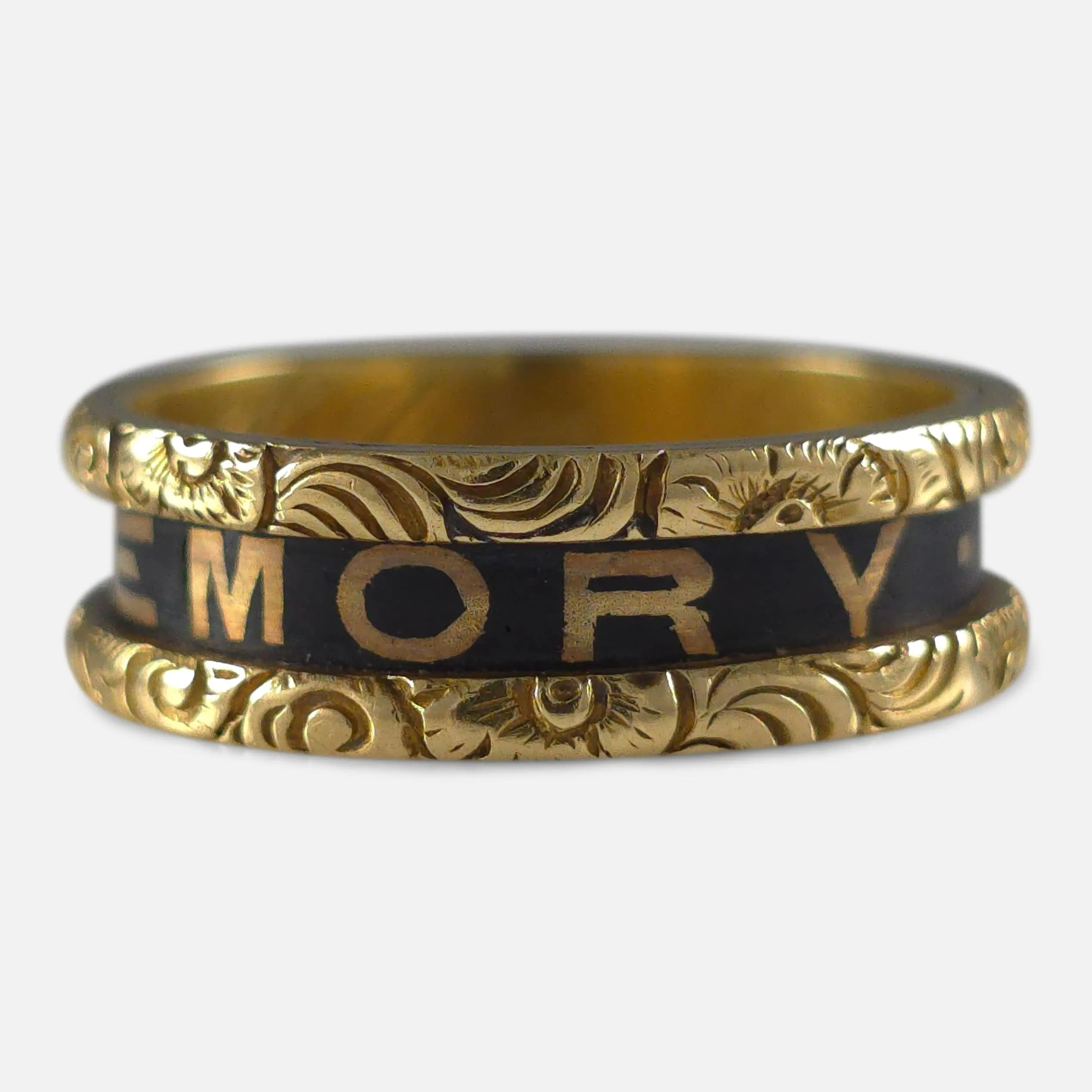 Victorian 18ct Gold and Enamel Memorial Ring - 1874