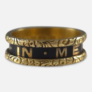 Victorian 18ct Gold and Enamel Memorial Ring - 1874