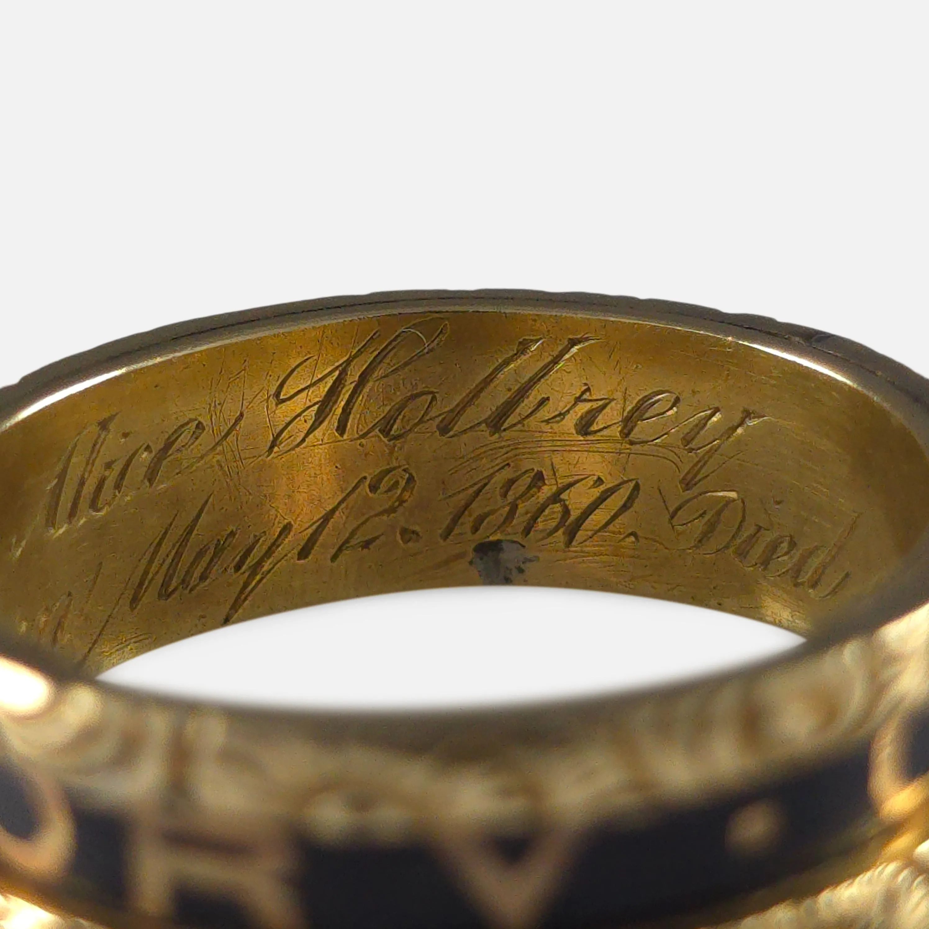 Victorian 18ct Gold and Enamel Memorial Ring - 1874