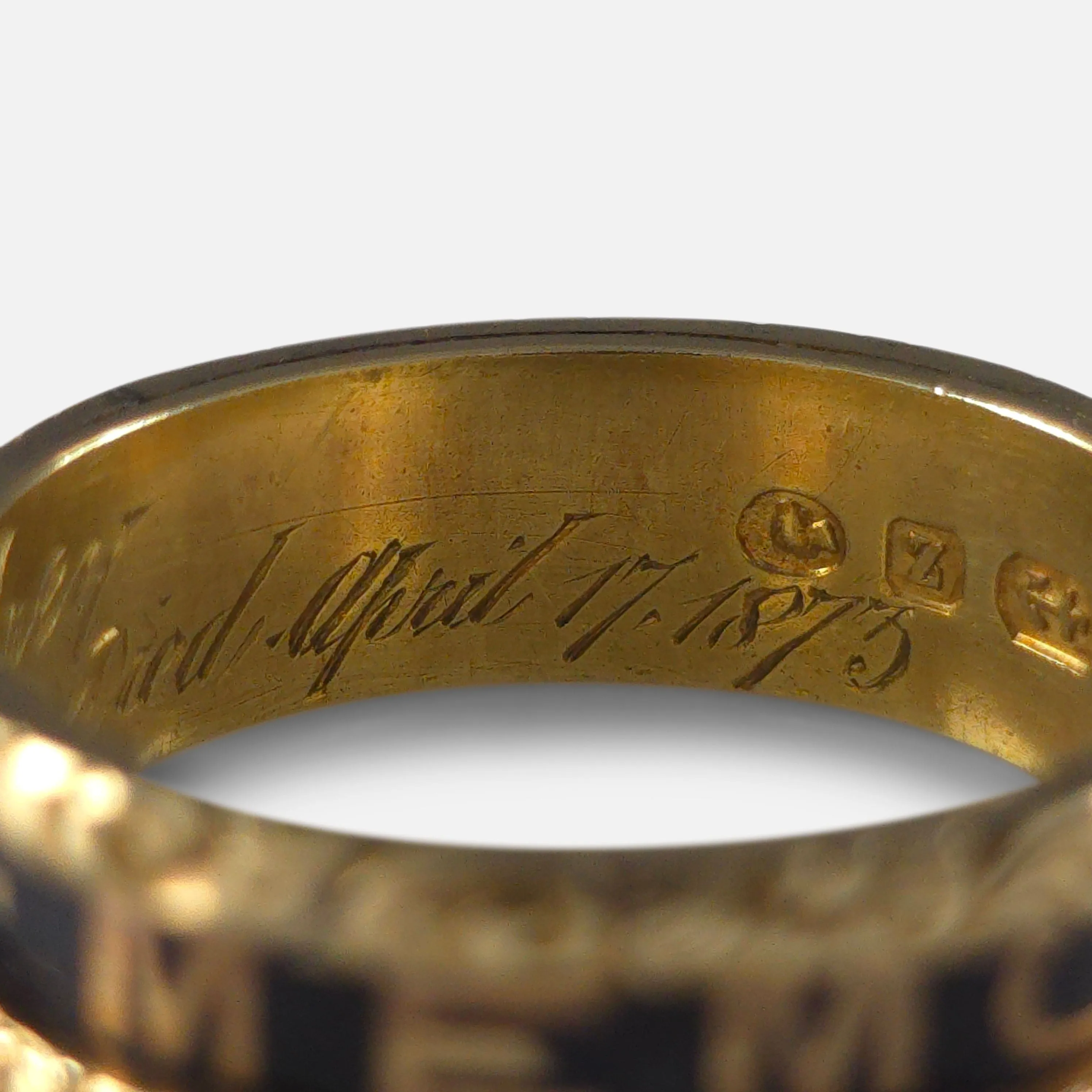 Victorian 18ct Gold and Enamel Memorial Ring - 1874