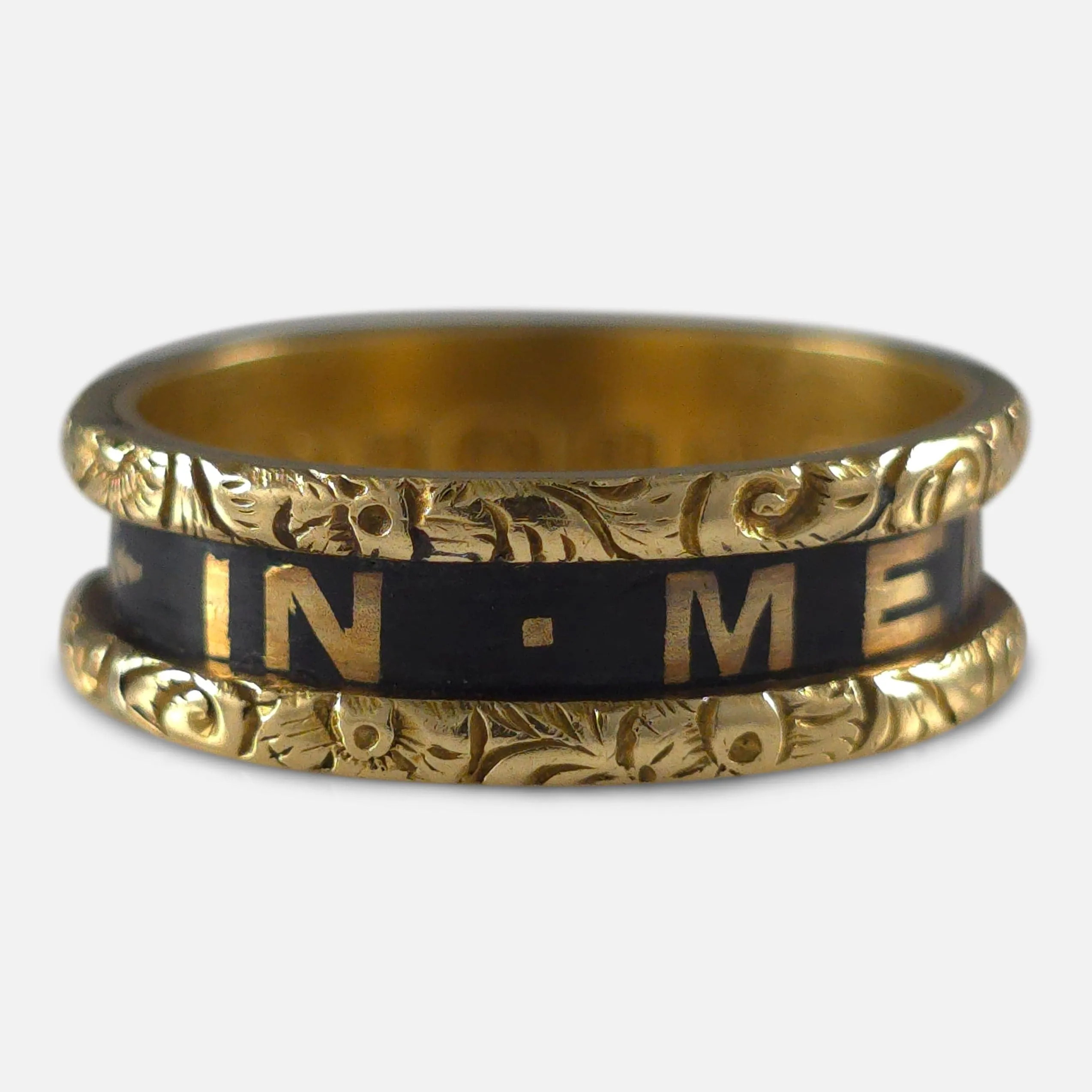 Victorian 18ct Gold and Enamel Memorial Ring - 1874