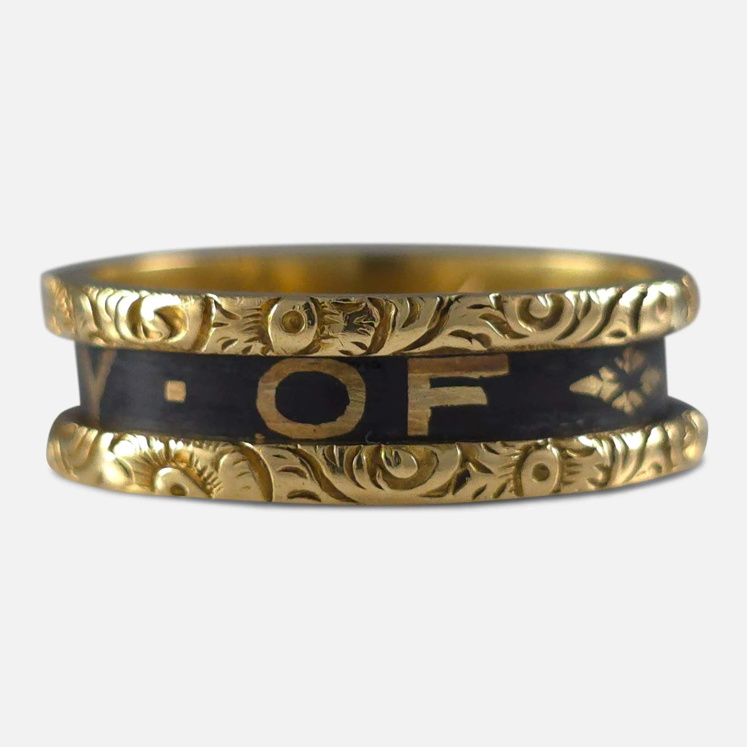 Victorian 18ct Gold and Enamel Memorial Ring - 1874