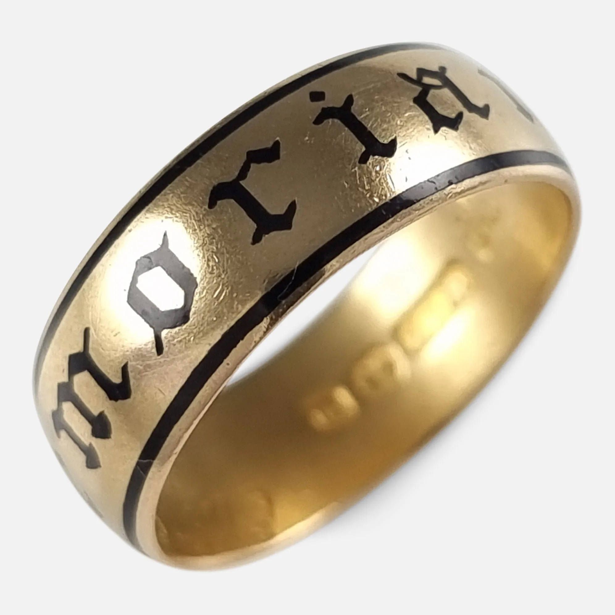 Victorian 22 Carat Gold and Enamel Memorial Ring - 1896