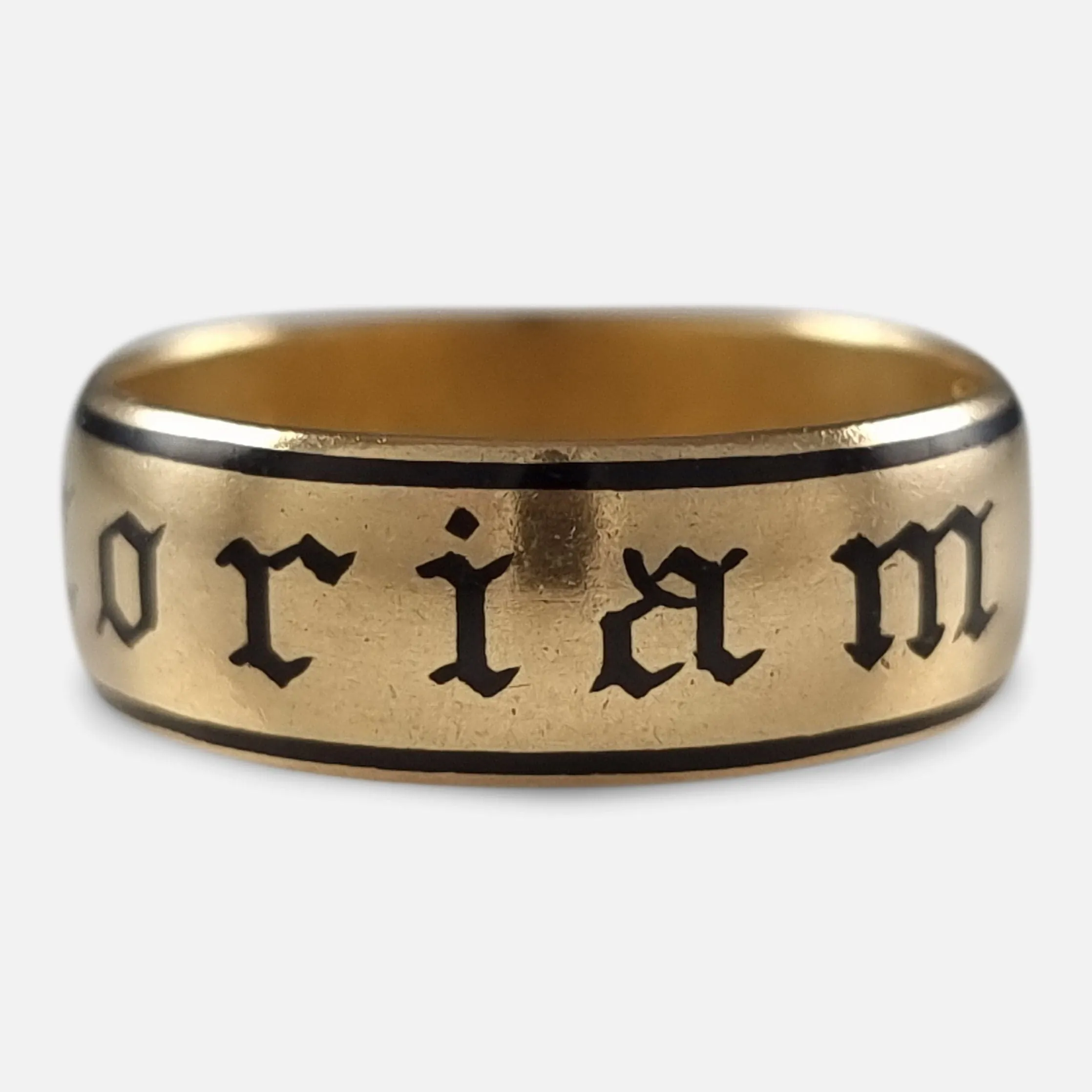 Victorian 22 Carat Gold and Enamel Memorial Ring - 1896