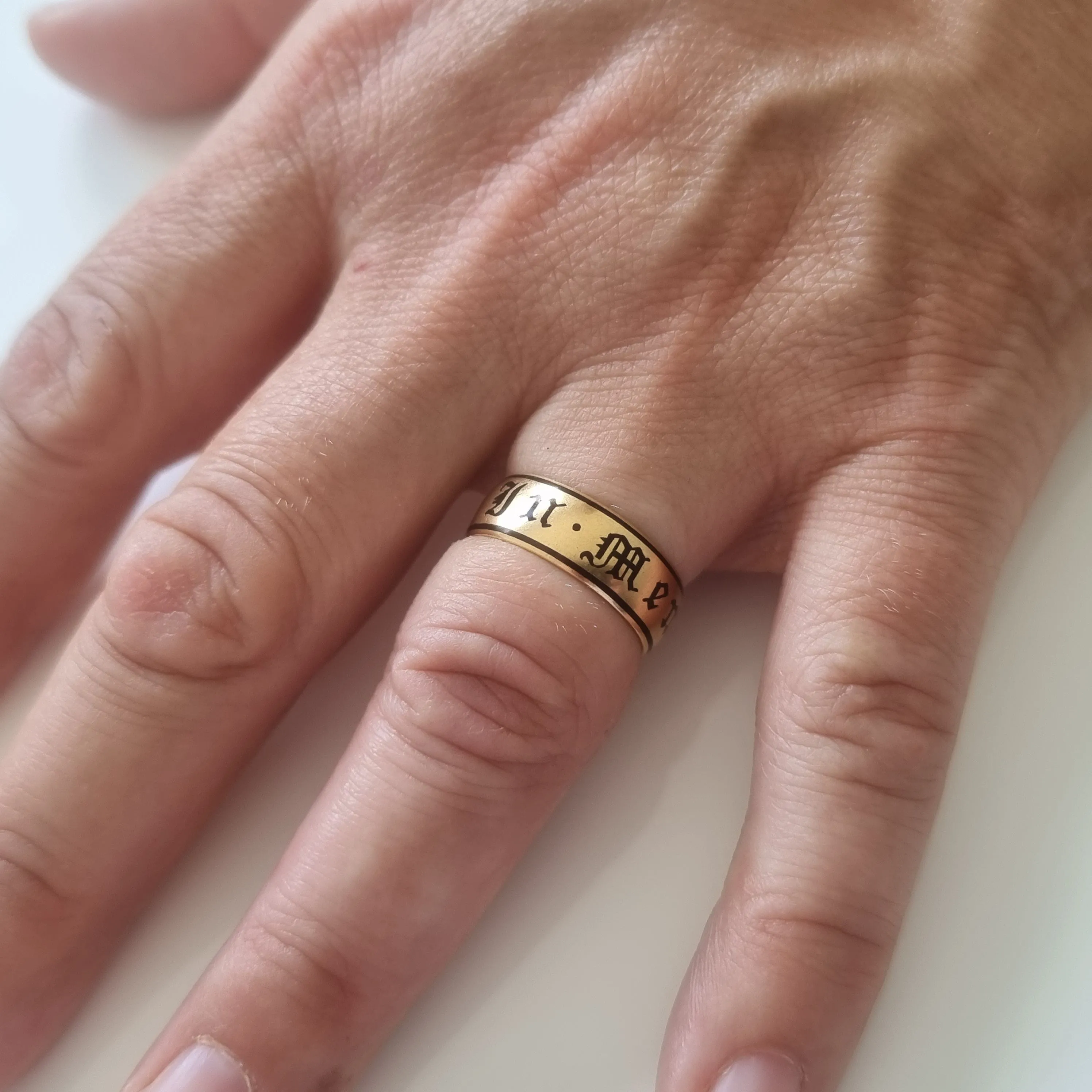 Victorian 22 Carat Gold and Enamel Memorial Ring - 1896