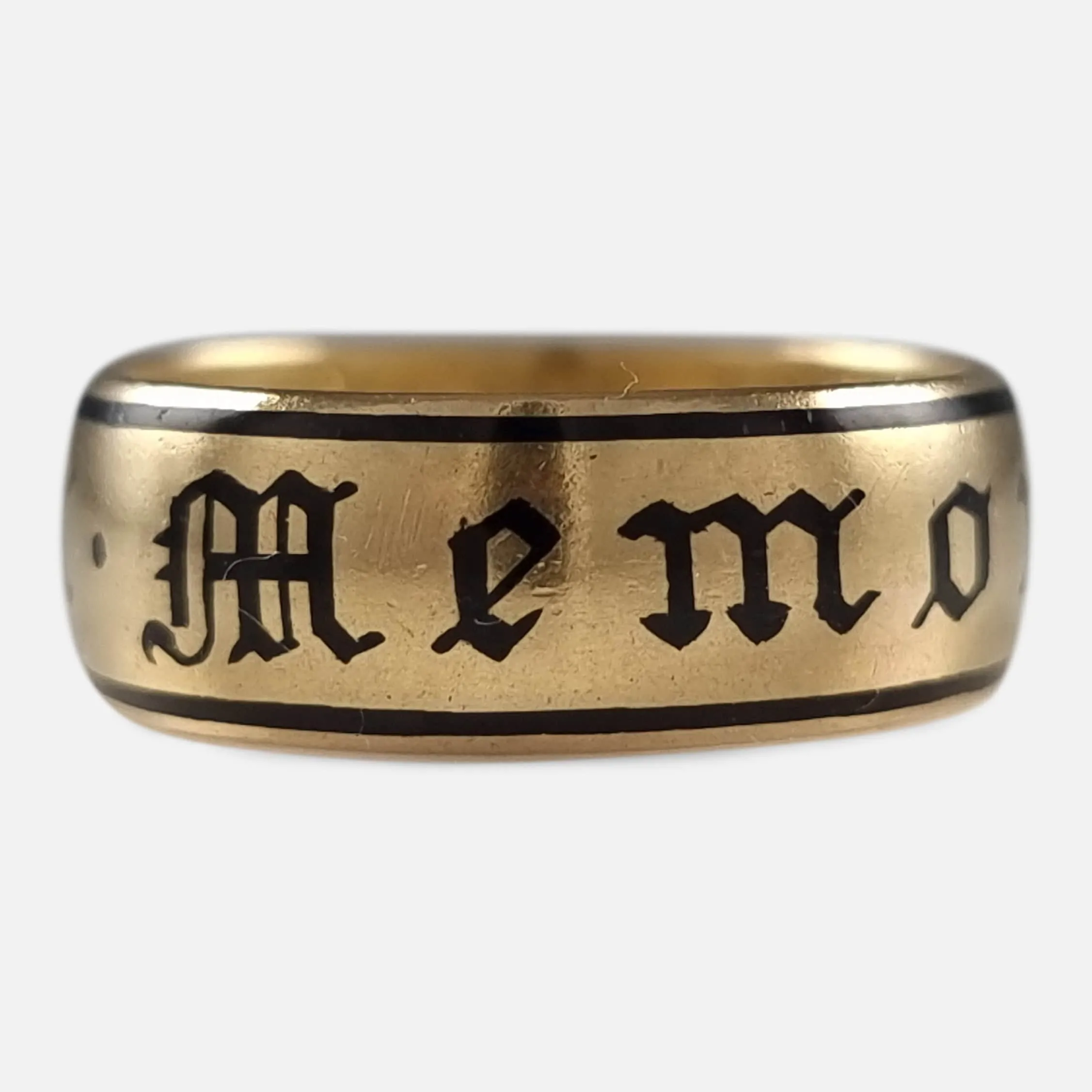 Victorian 22 Carat Gold and Enamel Memorial Ring - 1896