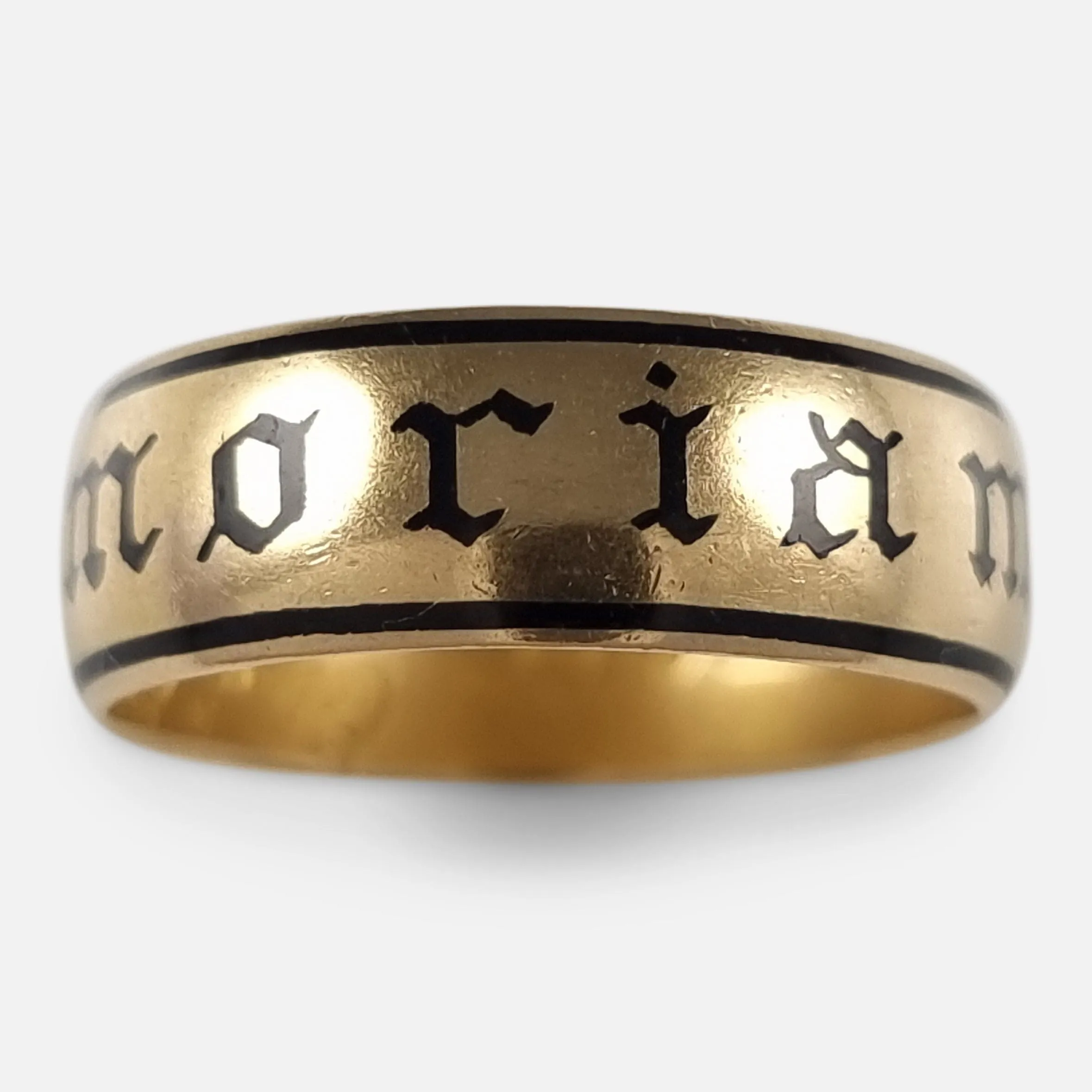 Victorian 22 Carat Gold and Enamel Memorial Ring - 1896
