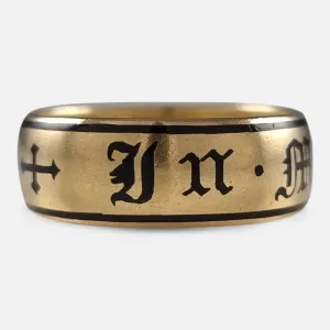 Victorian 22 Carat Gold and Enamel Memorial Ring - 1896