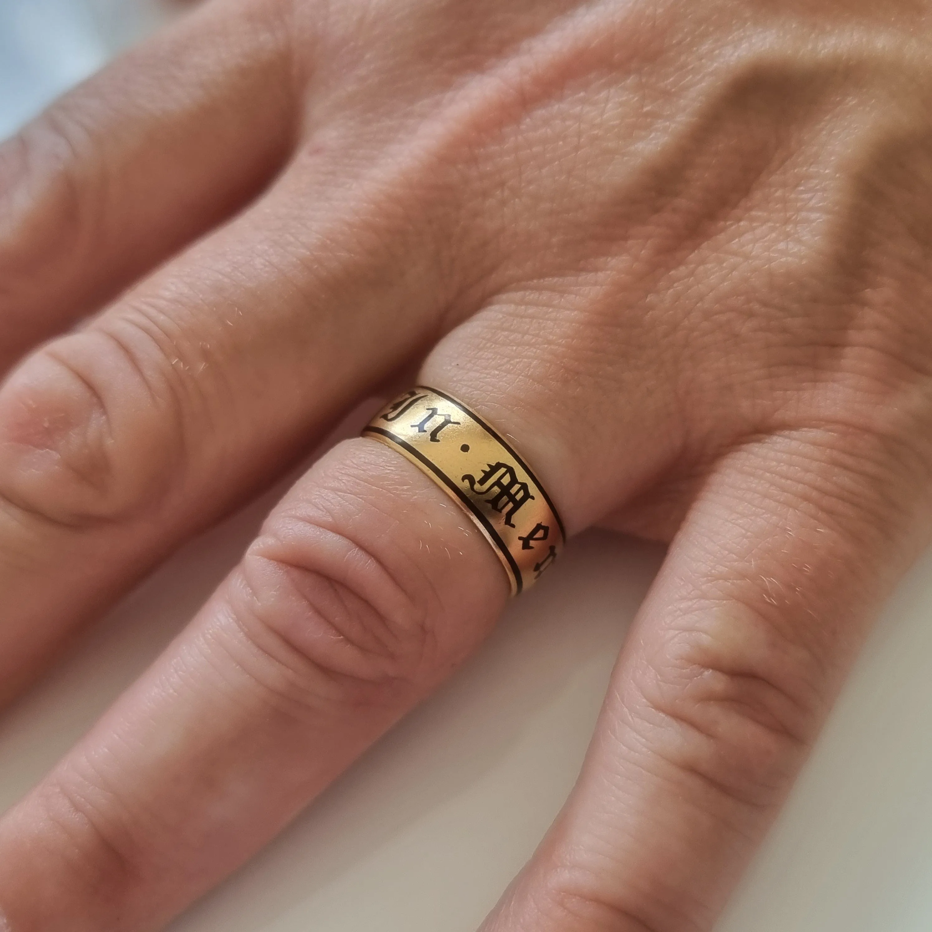 Victorian 22 Carat Gold and Enamel Memorial Ring - 1896