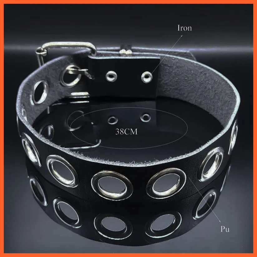 Vintage Black Pu Leather Harajuku Choker Necklace For Women