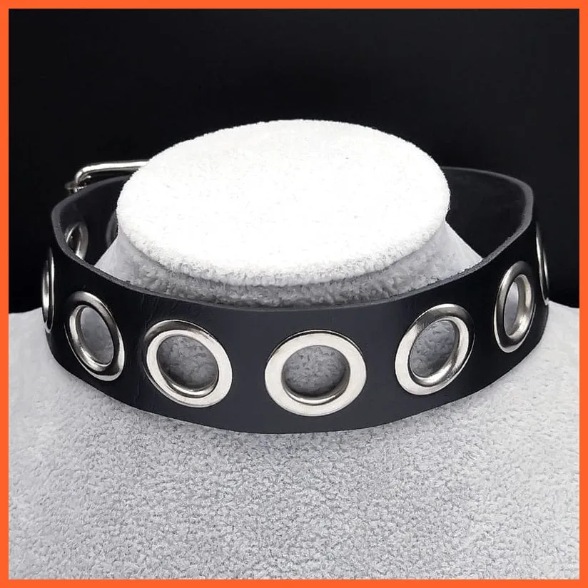 Vintage Black Pu Leather Harajuku Choker Necklace For Women