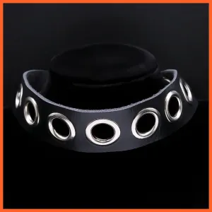 Vintage Black Pu Leather Harajuku Choker Necklace For Women