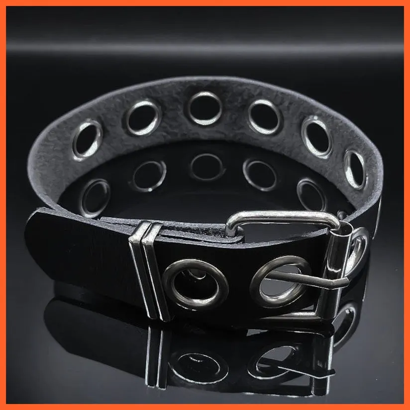 Vintage Black Pu Leather Harajuku Choker Necklace For Women